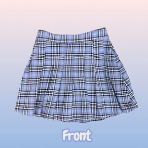 Hollister Ultra Women's High Rise Blue Plaid Pleated Pleated Skirt Preppy XS